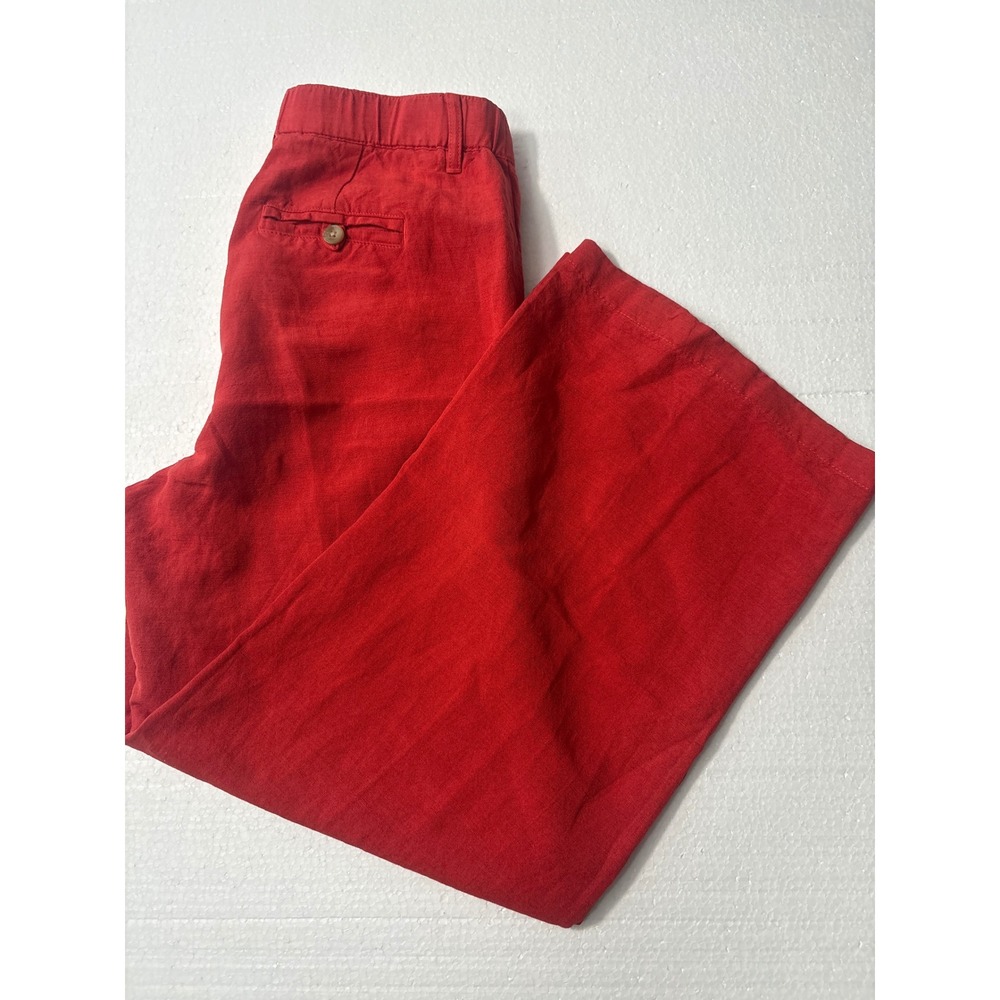 J.Jill Red Linen Blend Wide Leg Crop Pants Women's Size 4 Coastal Classic